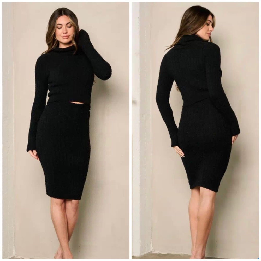 2 piece skirt & top knit set
